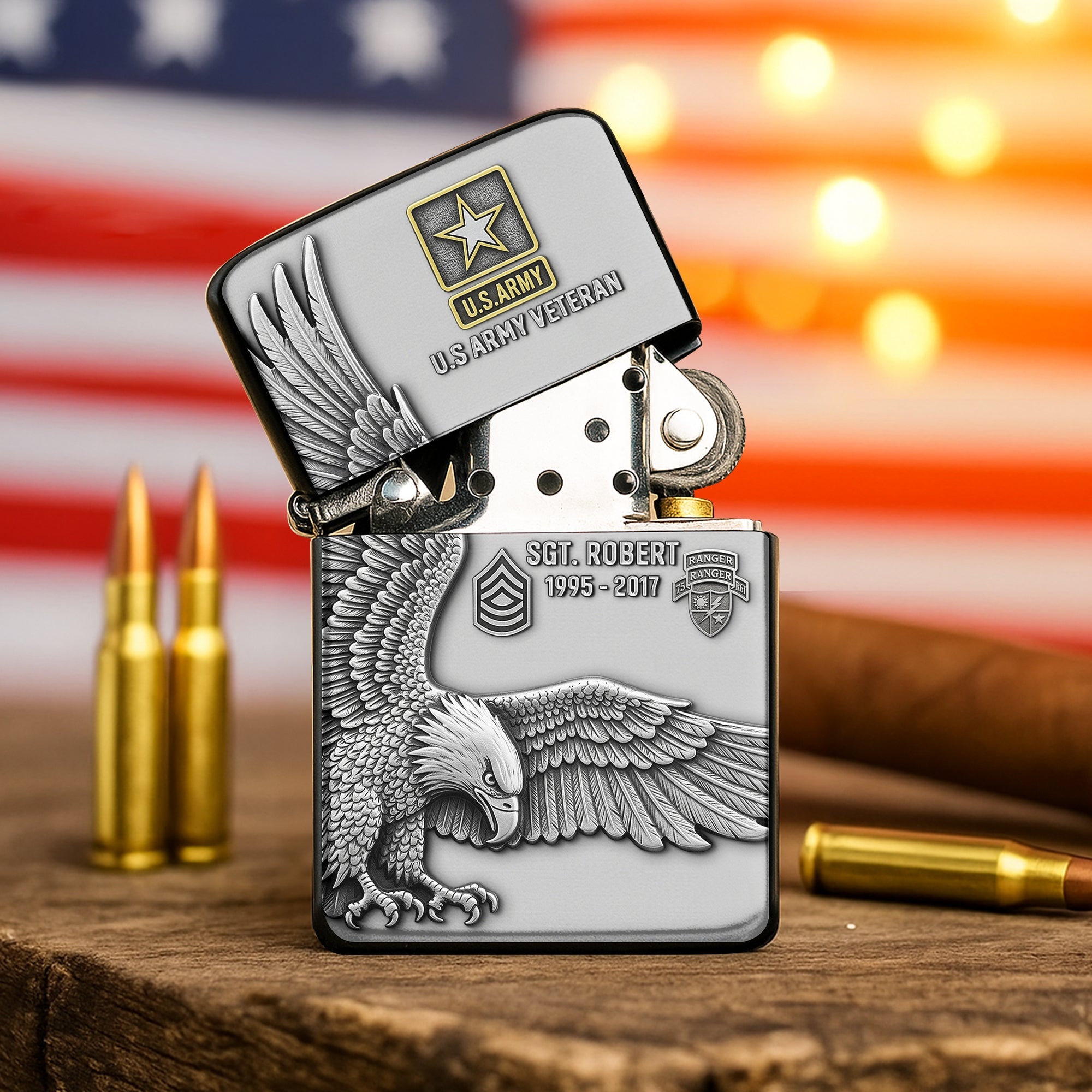 "Honor Your Service with Every Flick" - Badass Military Lighter - Personalized Gift for Veterans Lighter PopCulturePrints