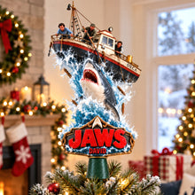 Load image into Gallery viewer, Bring the Thrill of Jaws to Your Holidays - Shark Attack Christmas Tree Topper - Personalized Gift for Movie Lovers
