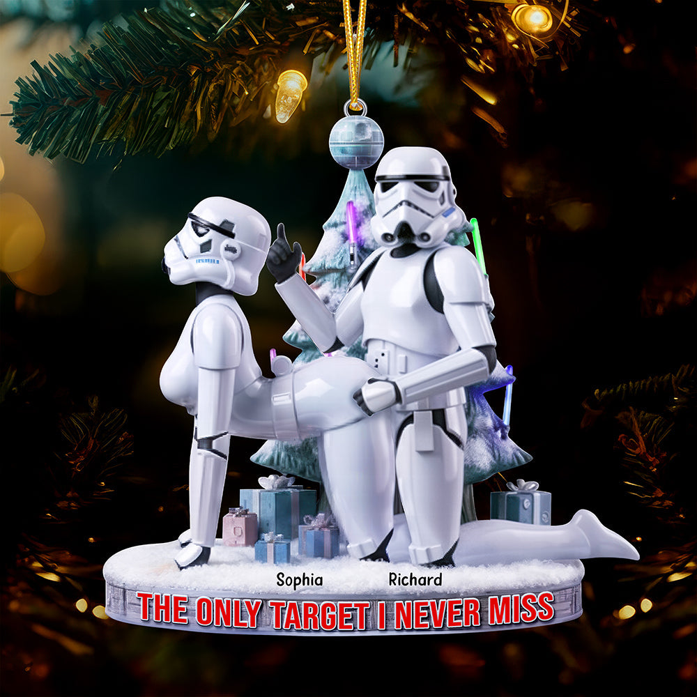 "The Only Target I Never Miss" - Fun Troop Couple Ornament - Personalized Gift for Couples Ornament PopCulturePrints