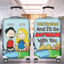 Load image into Gallery viewer, Personalized Couple Luggage Cover - Hand Holding Cartoon Design Luggage Covers PopCulturePrints
