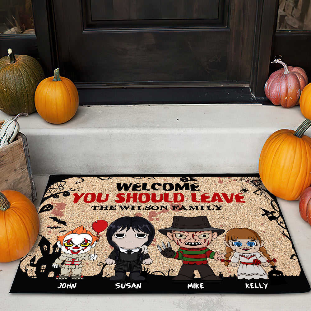 Personalized Horror Family Doormat - Welcome, You Should Leave Doormat PopCulturePrints