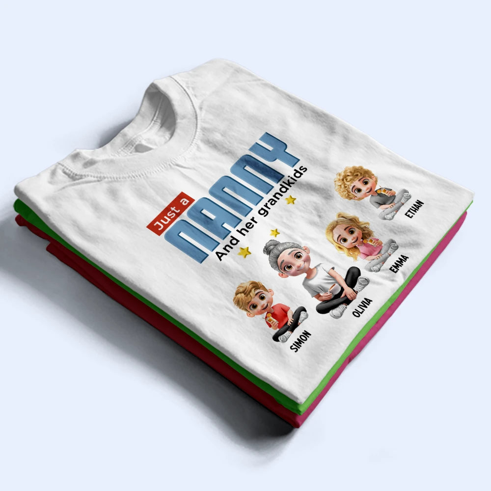 Just A Grandma And Her Grandkids - Personalized T-Shirt T-shirt PopCulturePrints