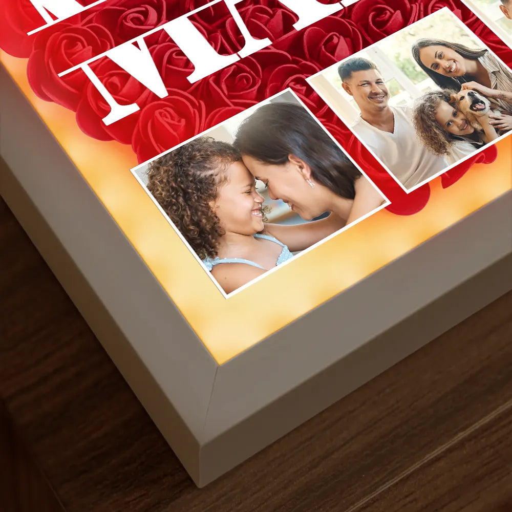 Mom, You're Our Heart - Custom Photo LED Light Flower Shadow Box LED Light Flower Shadow Box PopCulturePrints