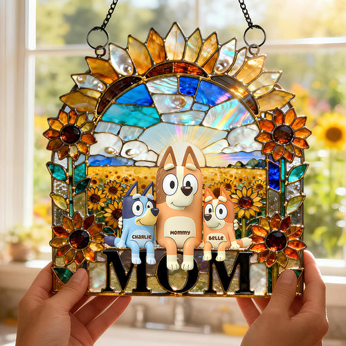 Love Mom Suncatcher - A Heartwarming Personalized Gift for Mothers Ornament PopCulturePrints