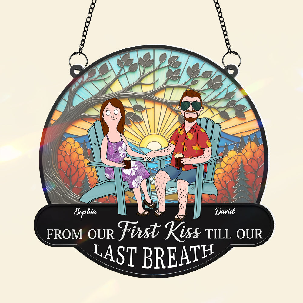 From Our First Kiss Till Our Last Breath - Funny Cartoon Couple Personalized Christmas Gifts for Couples Ornament PopCulturePrints