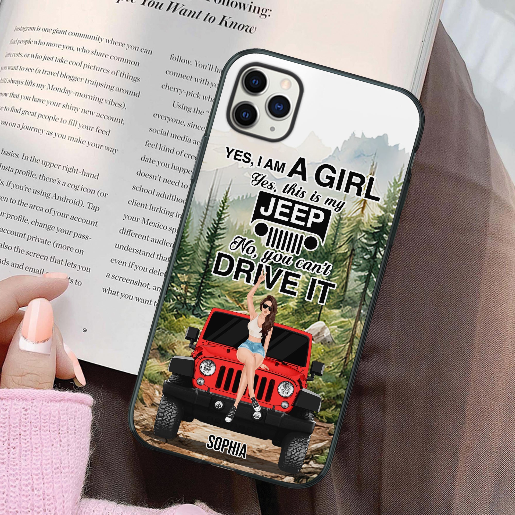 Personalized Girl Jeep Phone Case - Customizable Name & Design