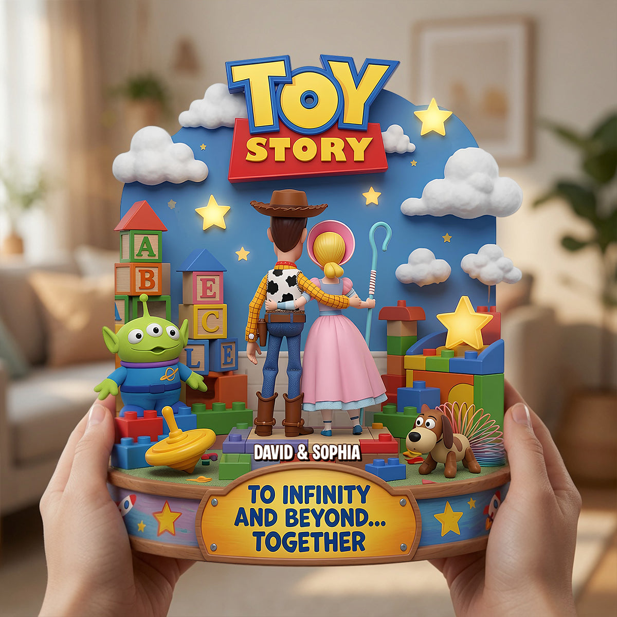 To Infinity and Beyond... Together - Personalized Toy Story Acrylic Plaque for Couples Shaped Plaques PopCulturePrints