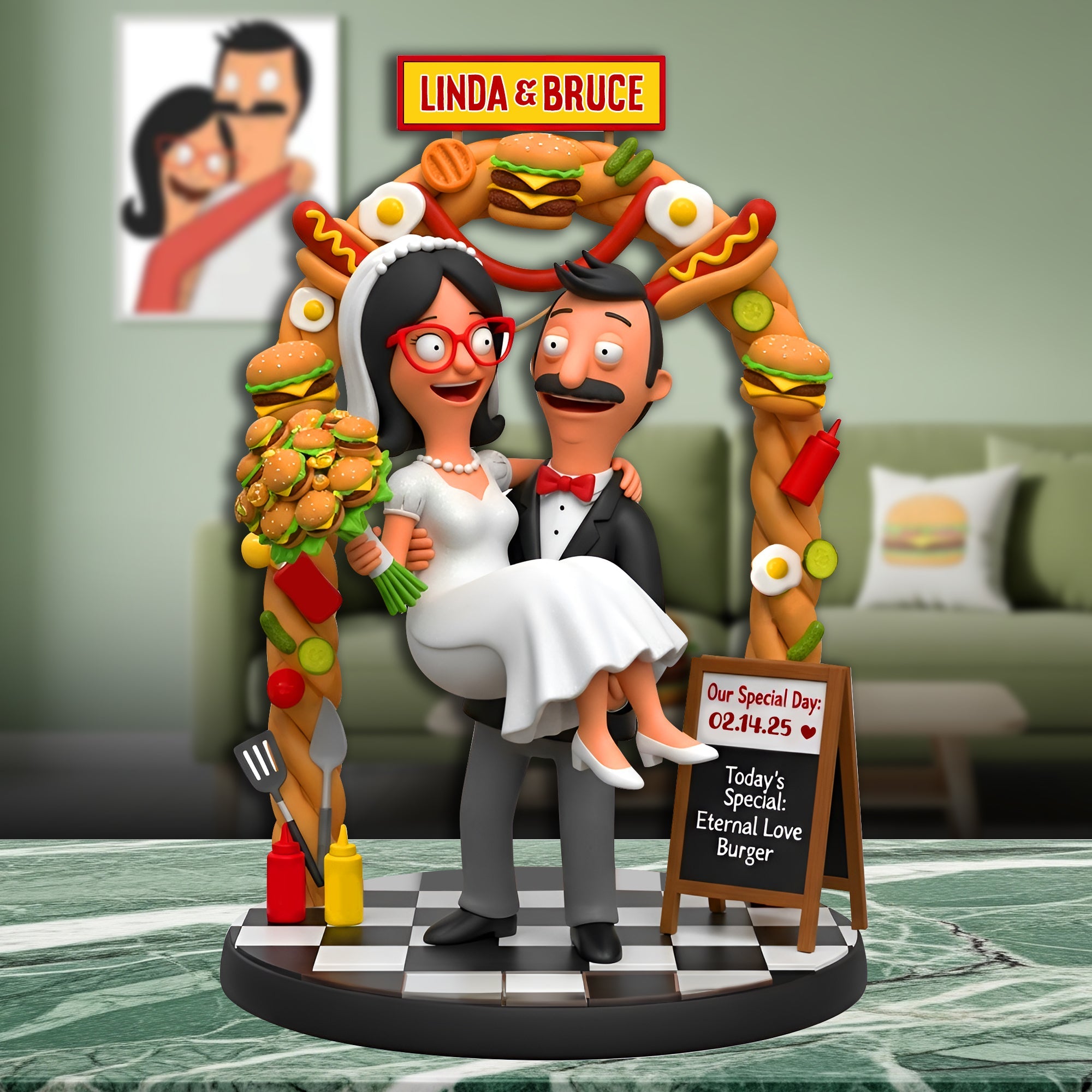 Eternal Love Burger – Personalized Couple Acrylic Plaque for Special Occasions Shaped Plaques PopCulturePrints