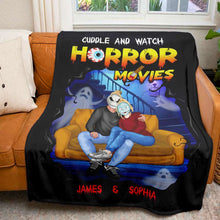 Load image into Gallery viewer, Personalized Horror Movie Night Blanket for Couples Blanket PopCulturePrints
