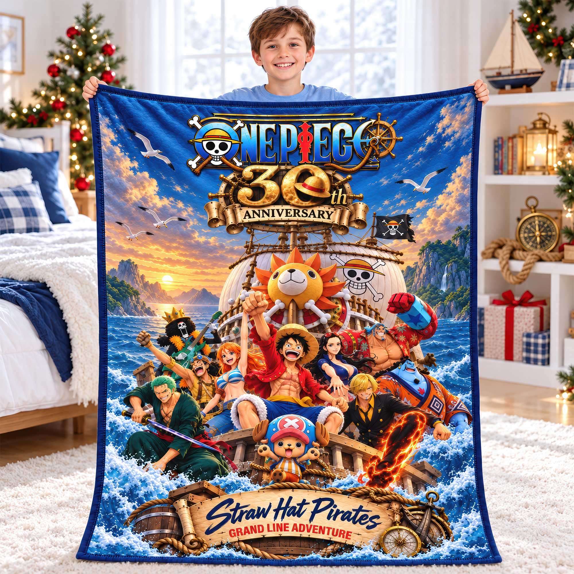 Celebrate 30 Years of Epic Voyages - Personalized One Piece Blanket for Fans Blanket PopCulturePrints