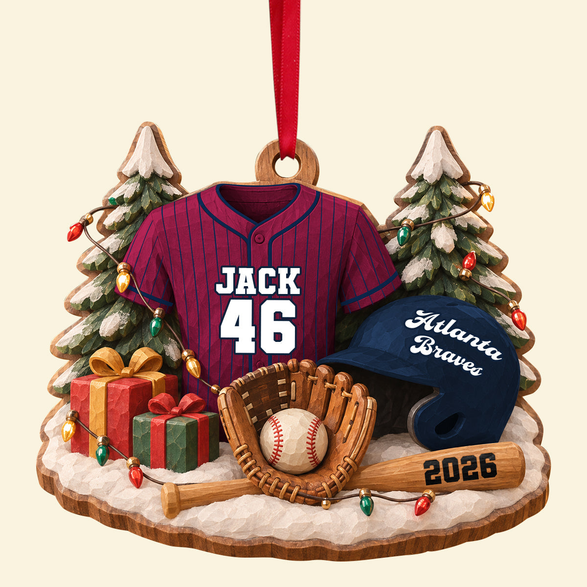 “Celebrate Your Passion for Sport!” - Batter Up Wood Effect Ornament, Personalized Gifts for Sports Lovers