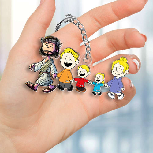 Personalized Jesus Family Keychain - Perfect Gift for Christian Families Keychains PopCulturePrints