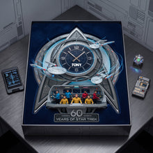 Load image into Gallery viewer, “Time Flies Through Space” - 60 Years Of Cosmic Voyage Wall Clock - Personalized Gift for Star Trek Fans
