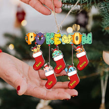 Load image into Gallery viewer, Personalized Mom&#39;s Holiday Socks Ornament - Cute Design with Names Ornament PopCulturePrints
