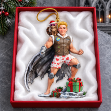 Load image into Gallery viewer, Funny Adventure Men With Cat Ornament - Personalize Your Holiday Cheer
