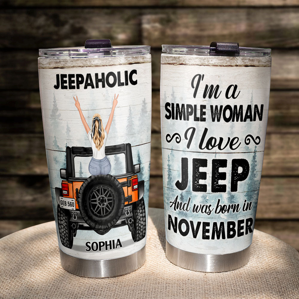 Personalized Jeepaholic Tumbler for November Born Women