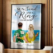 Load image into Gallery viewer, Sun, Sand, and a Ring On My Hand - Personalized Poster for Couples Poster PopCulturePrints
