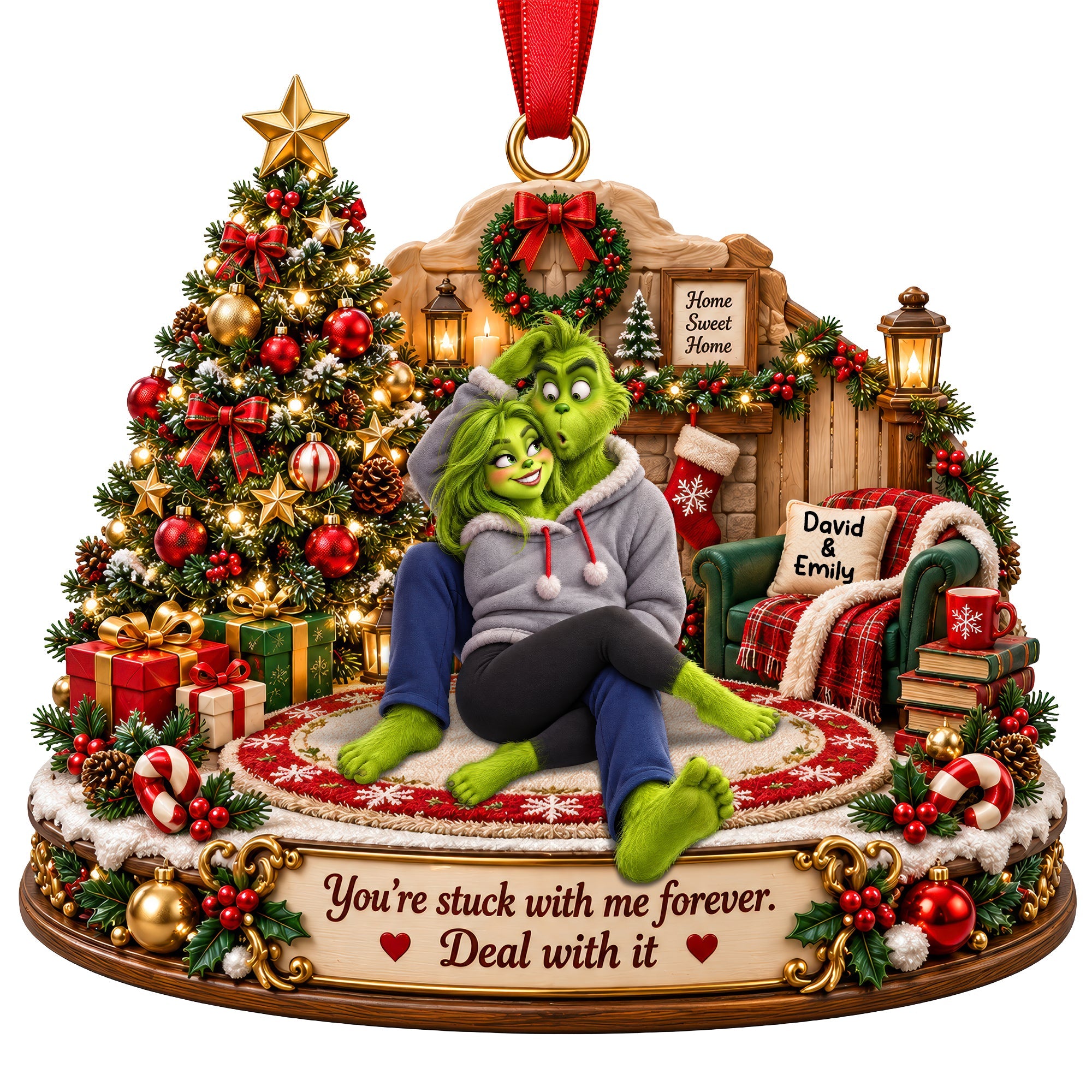 You're Stuck With Me Forever - Furry Mischief Couples Acrylic Ornament