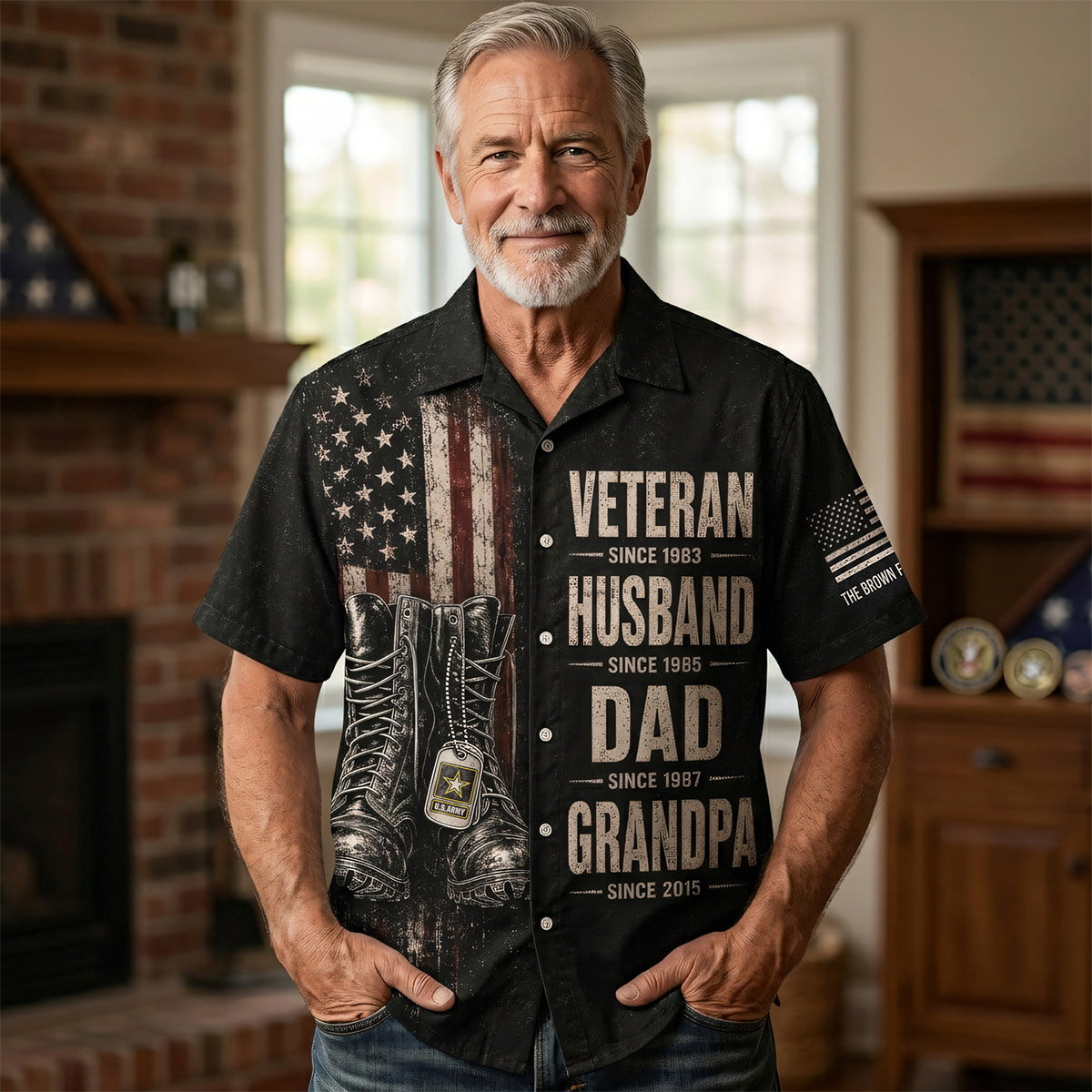 Honor Your Hero: Personalized Patriotic Veteran Dad Hawaiian Shirt - Perfect Gift for Dads and Grandpas Hawaiian Shirts PopCulturePrints