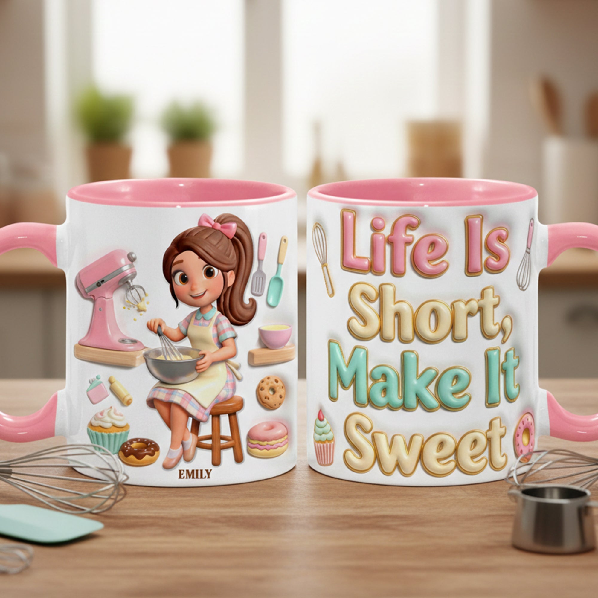 Life Is Short, Make It Sweet - Personalized Baking Girl Coffee Mug Coffee Mug PopCulturePrints