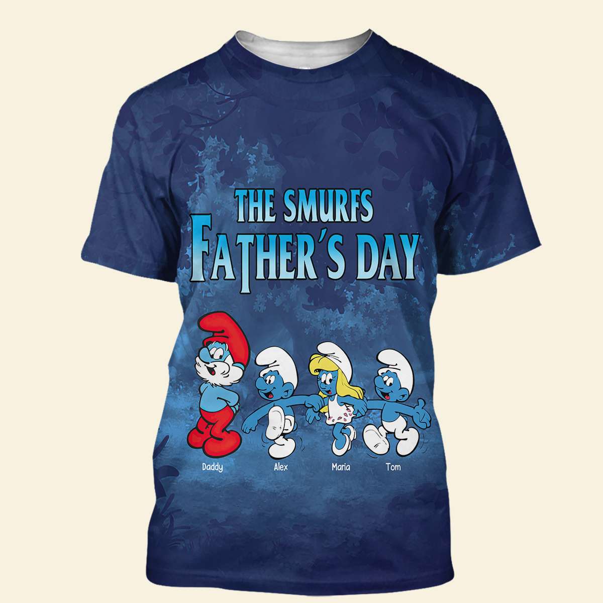 Personalized Smurfs Father's Day Shirt - Customizable Names