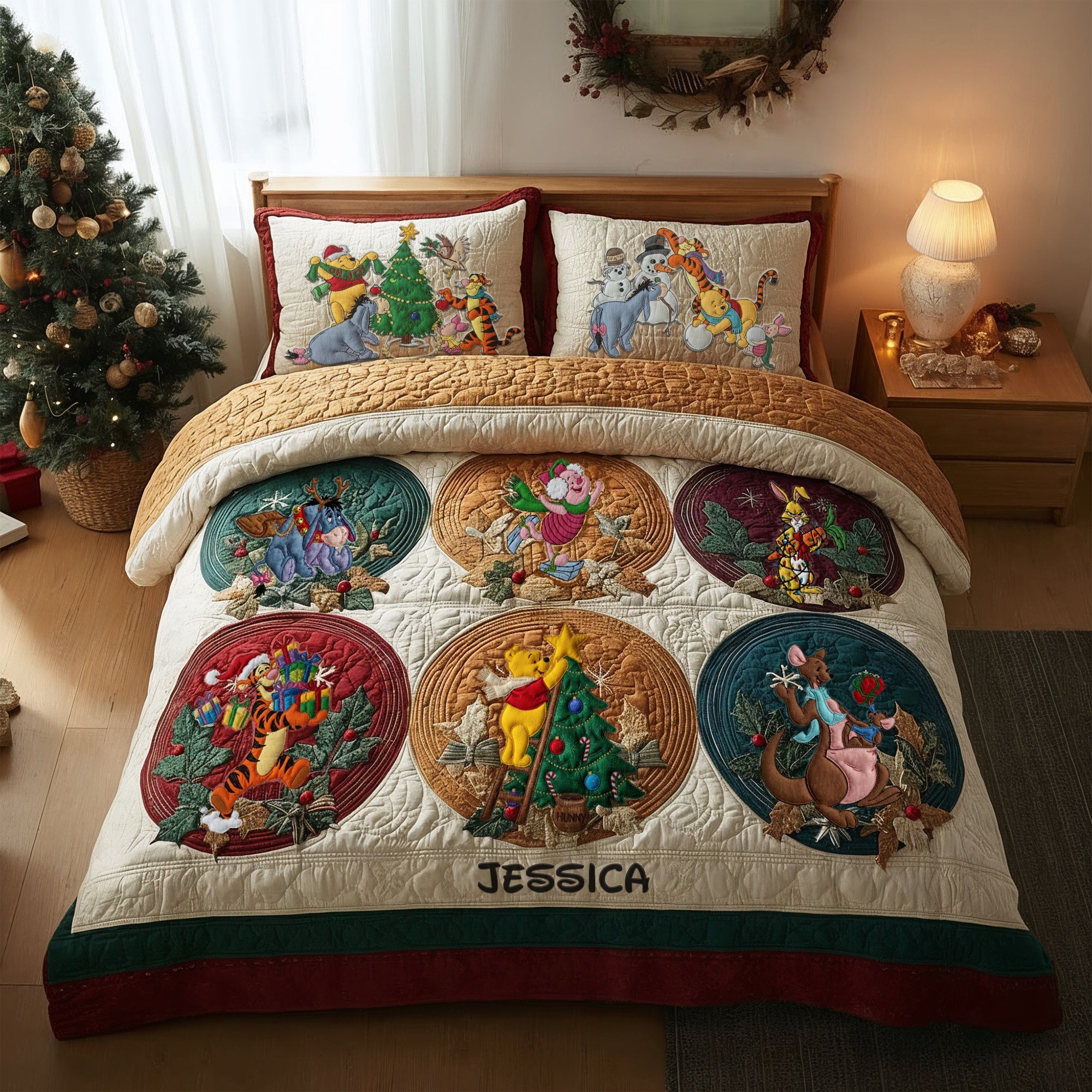 Spread Holiday Cheer with the Cute Christmas Gang Quilt Bed Set - Personalized Gifts for Movie Fans! Bedding Set PopCulturePrints