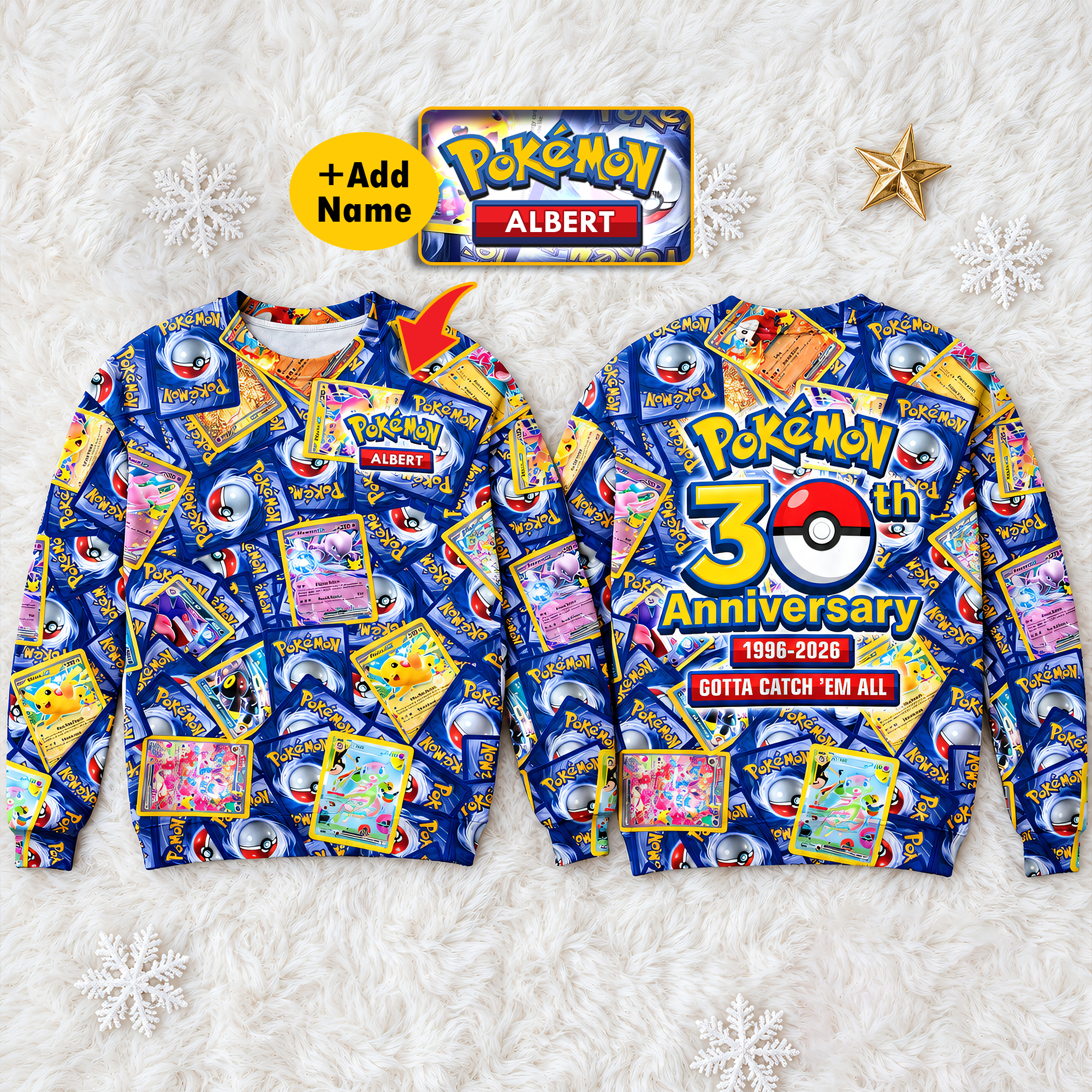 “Catch the Joy on Your 30th Anniversary!” - Personalized 3D Shirt for Pokémon Fans AOP Products PopCulturePrints