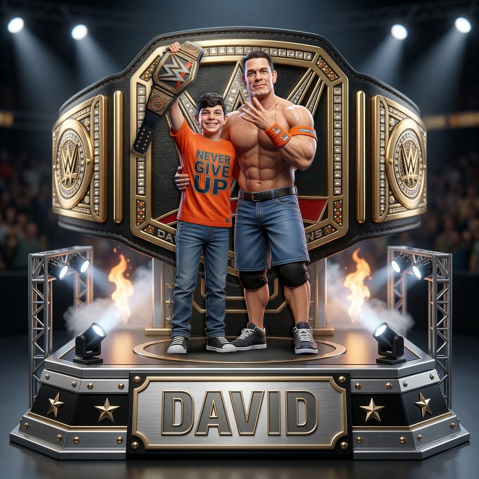 Unleash Your Inner Champion! - Arena Fighter Champions Acrylic Plaque - Custom Photo Gift for Wrestling Fans Shaped Plaques PopCulturePrints
