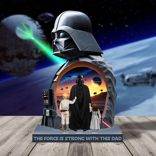 The Force Is Strong with This Dad - Custom Acrylic Plaque Gift for Dad, Grandpa & To Be Dads Shaped Plaques PopCulturePrints
