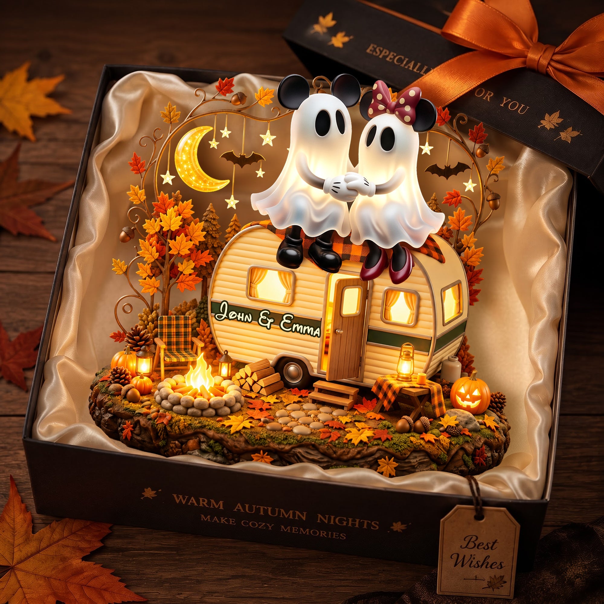 Halloween Camping Couple Acrylic Light Box - Personalized Gifts For Couple 01palu080826 Light Box PopCulturePrints
