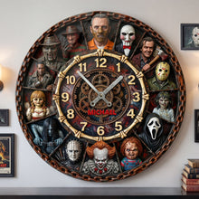 Load image into Gallery viewer, Time for Terror: Personalized Horror Fans Wall Clock - Custom Gift for Villain Enthusiasts Hanging Wall Clock PopCulturePrints
