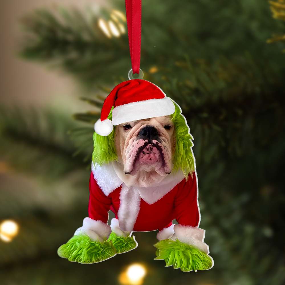 Personalized Grinch Dog Photo Christmas Ornament Ornament PopCulturePrints