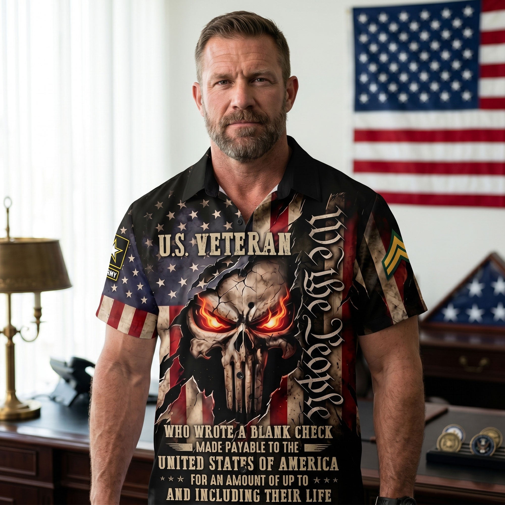 Fierce American Veteran Hawaiian Shirt - A Bold Tribute for Personalized Gifts Hawaiian Shirts PopCulturePrints