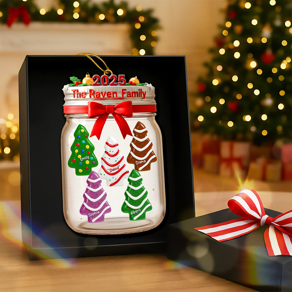 Celebrate Family Joy with Our Personalized Christmas Tree Cake Acrylic Ornament Ornament PopCulturePrints