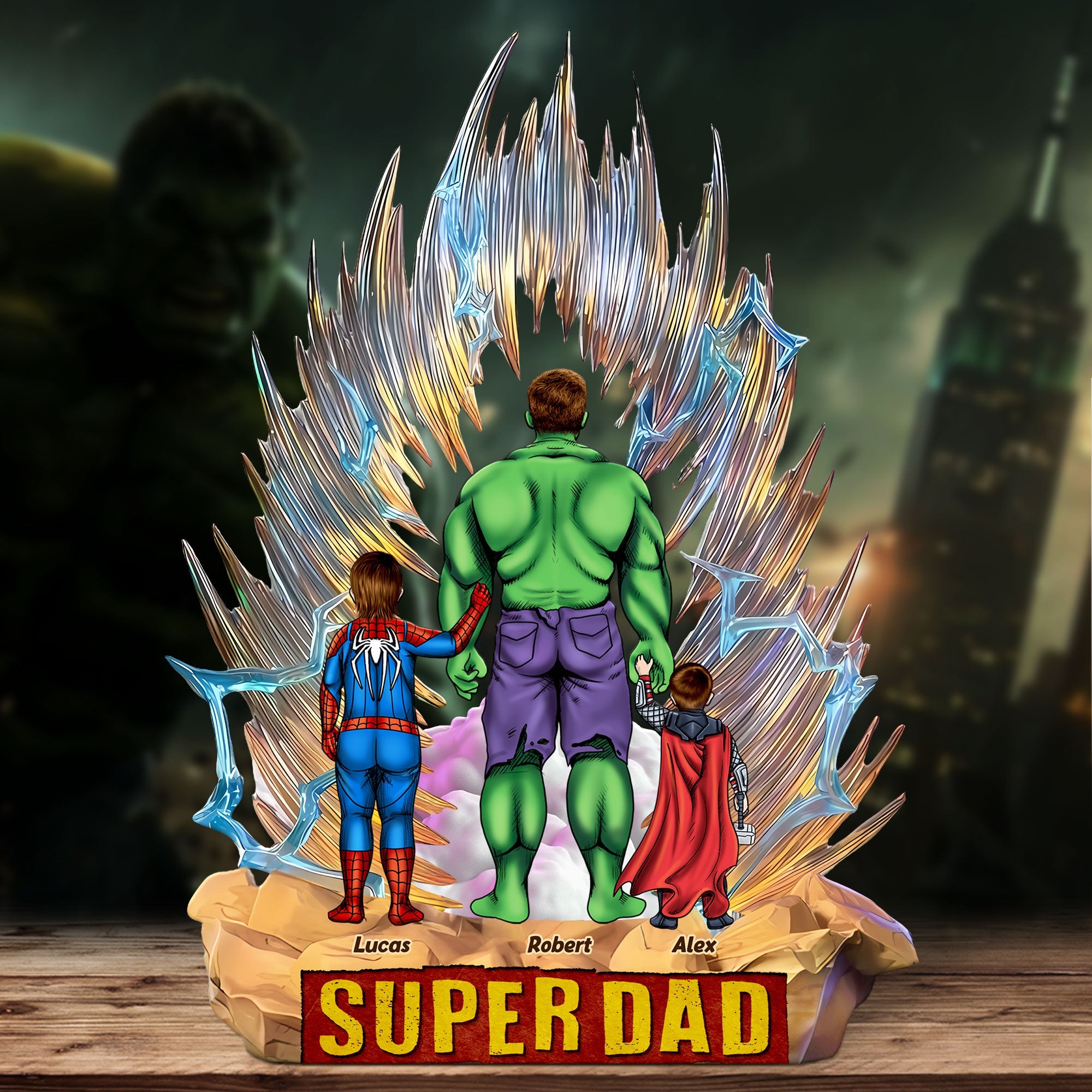 “Super Dad, Your Hero” - Personalized Superhero Plaque - Custom Gift for Dads, Fathers, and Father Figures Shaped Plaques PopCulturePrints