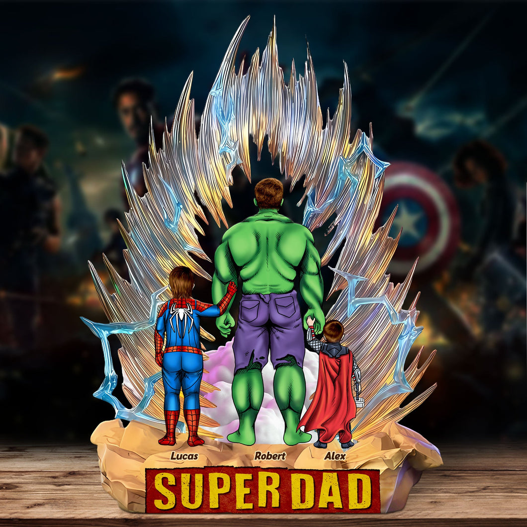 “Super Dad, Your Hero” - Personalized Superhero Plaque - Custom Gift for Dads, Fathers, and Father Figures Shaped Plaques PopCulturePrints
