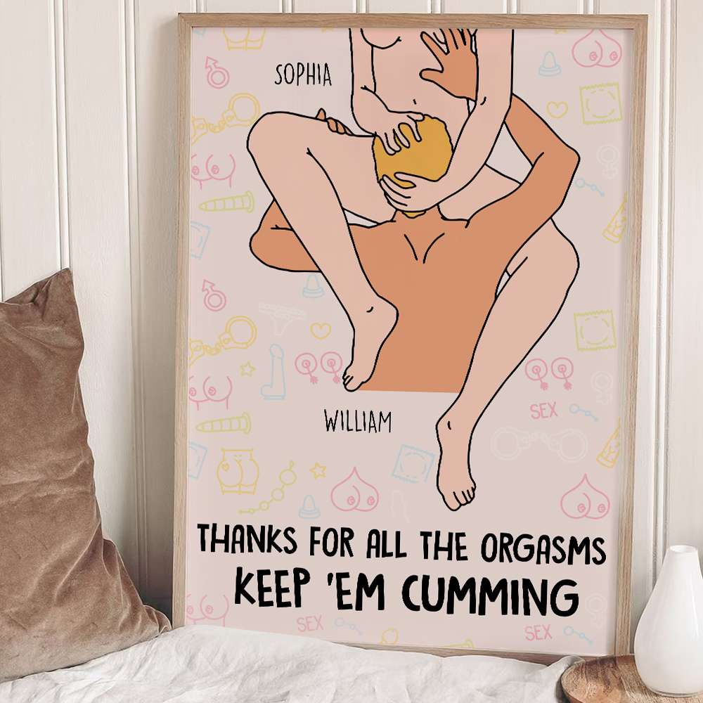 Personalized Funny Couple Canvas Print - Thanks for All the Orgasms Poster & Canvas PopCulturePrints