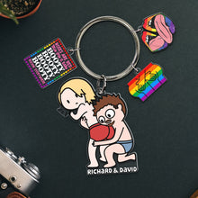 Load image into Gallery viewer, Personalized LGBT Couple Keychain - Fun &amp; Meaningful Gift Keychains PopCulturePrints
