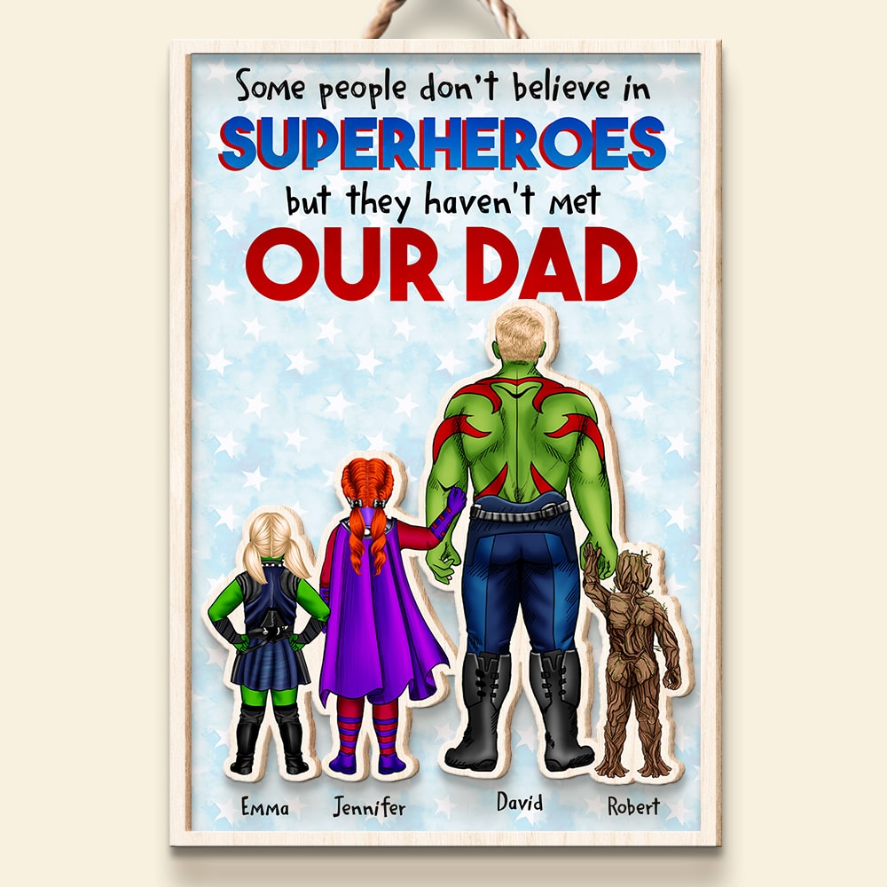 Custom Superhero Dad Wood Sign Wood Sign PopCulturePrints