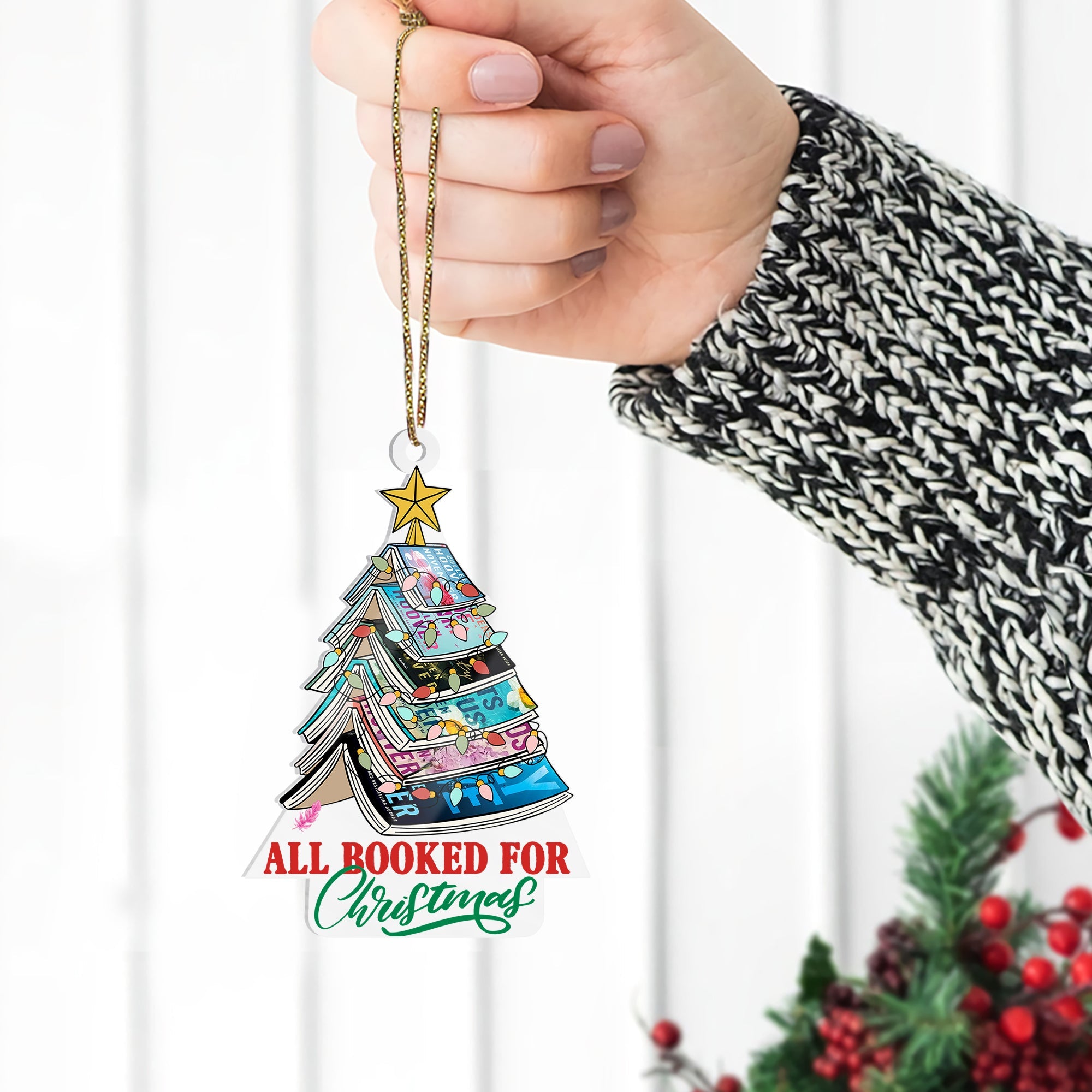 Book Lover's Christmas Ornament - Stacked Books Tree Ornament PopCulturePrints