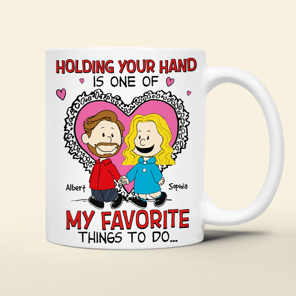 Personalized Cartoon Couple Holding Hands Custom Mug