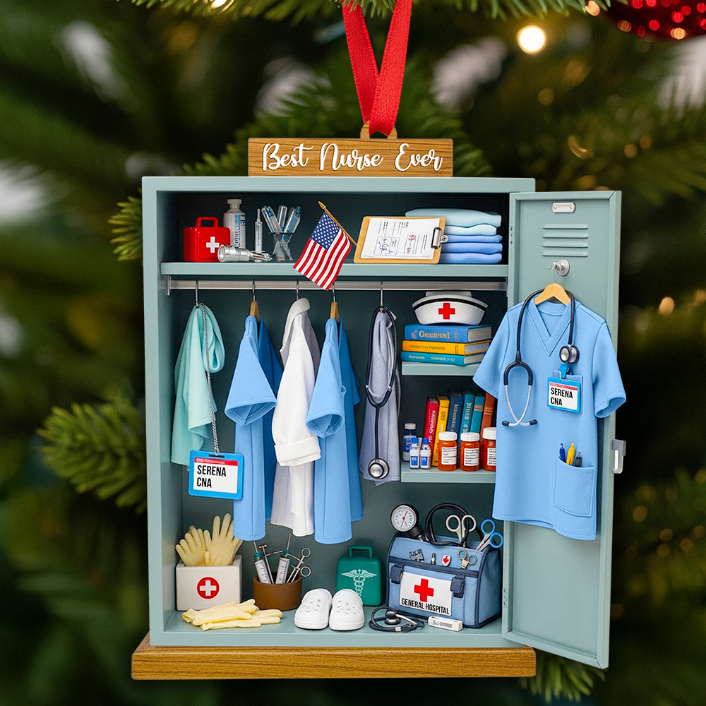 Best Nurse Ever - Personalized Nurse Festive Locker Christmas Ornament Ornament PopCulturePrints