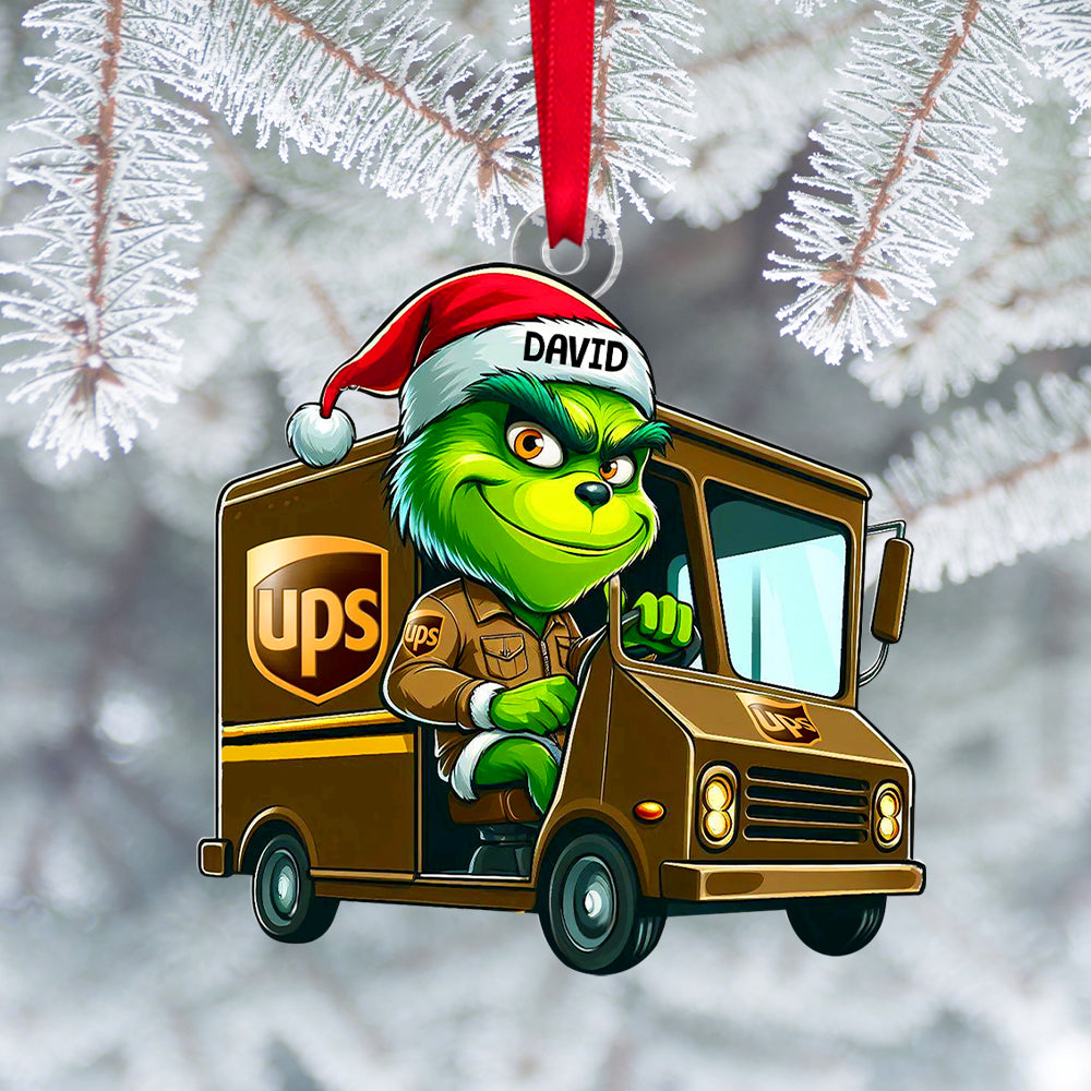 Personalized Christmas Ornament for Postal Workers - Grinch Mailman Ornament PopCulturePrints