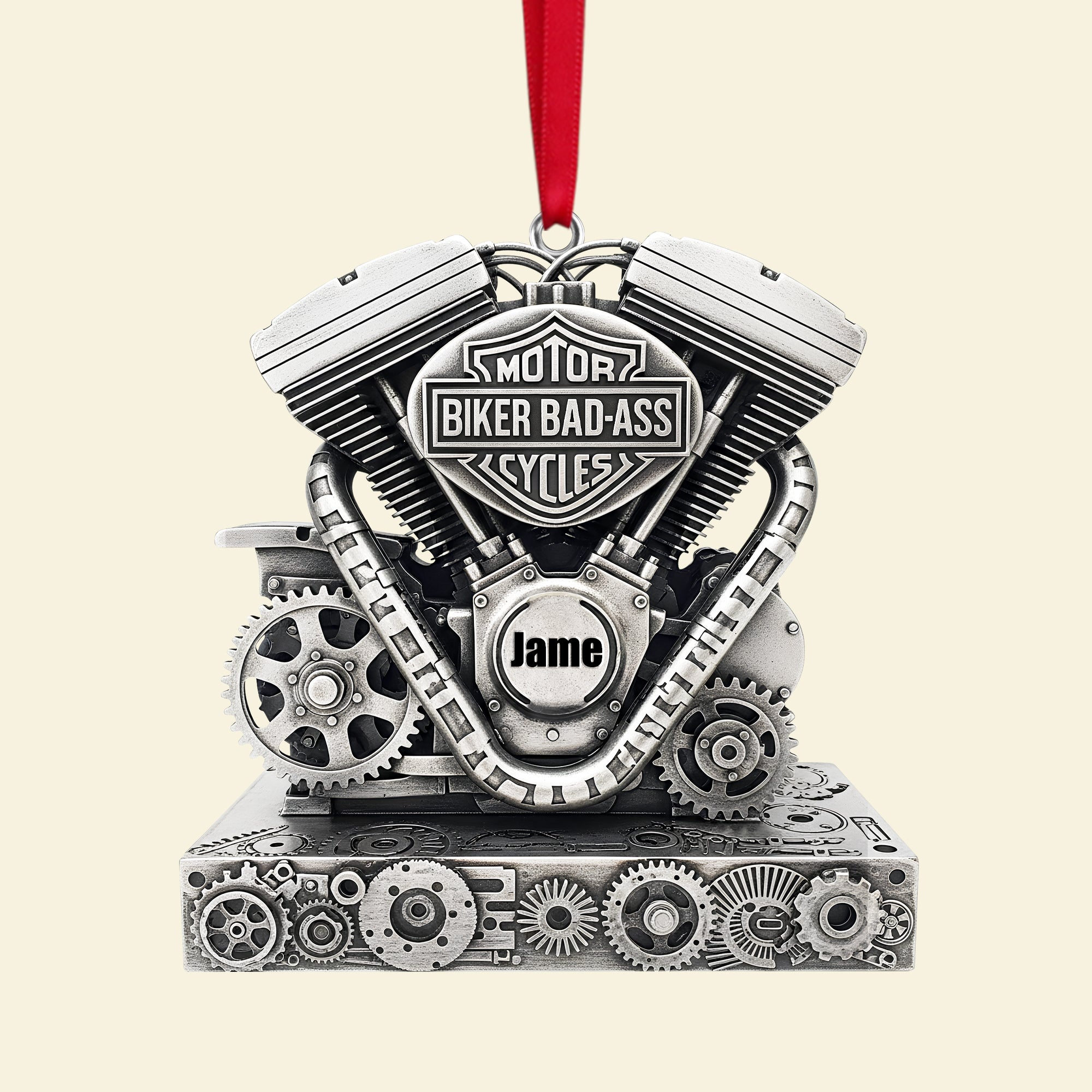 Celebrate Your Biker Spirit - Personalized Strong Motorcycle Engine Ornament - Perfect Gift for Bikers Ornament PopCulturePrints