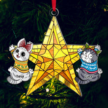 Load image into Gallery viewer, Custom Cat Lover Christmas Ornament - Playful Cats on Star Ornament PopCulturePrints
