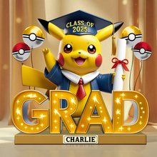 Load image into Gallery viewer, Celebrate Your Achievement, Pikachu Graduation Plaque - Personalized Gifts For Graduates Shaped Plaques PopCulturePrints
