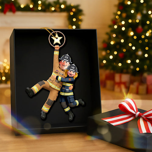 Together We Stand - Firefighter Couple Hanging Ornament - Personalized Gift for Couples Ornament PopCulturePrints
