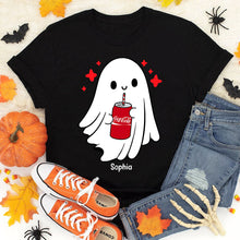 Load image into Gallery viewer, Boo-tiful Ghost &amp; Sip Halloween Shirt - Personalized Gift for Ghost Lovers Shirts PopCulturePrints
