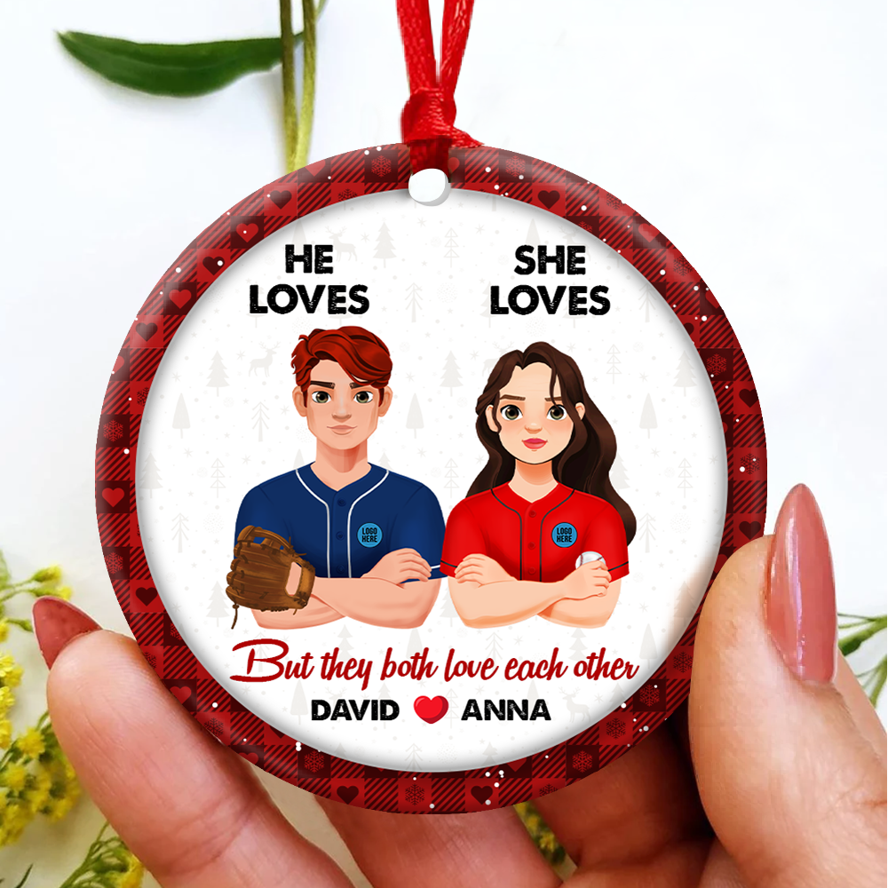 Personalized Baseball Ornament for Couples - Perfect Christmas and Valentine's Day Gifts Ornament PopCulturePrints