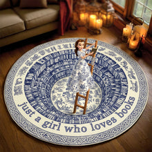 Load image into Gallery viewer, Just a Girl Who Loves Books - Personalized Christmas Gift for Book Lovers - Quilted Round Mat Doormat PopCulturePrints
